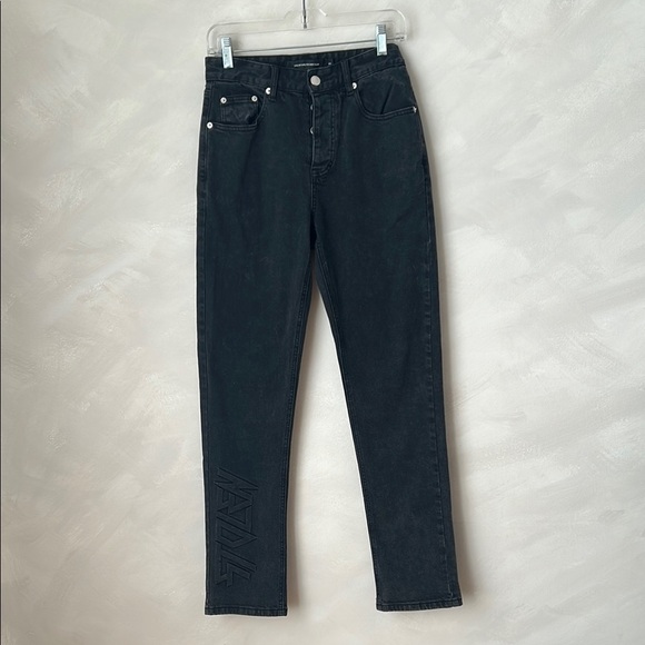 Stolen Girlfriends Club high rise taper black jeans with embossed leg sz XS - Picture 1 of 11